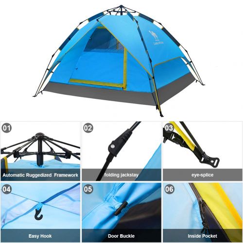  CAMEL CROWN Camping Tents 2-3 Person Backpack Collapsible Waterproof Automatic Pop Up Easy Quick Setup Sundome Shelter for Beach Hiking Travel