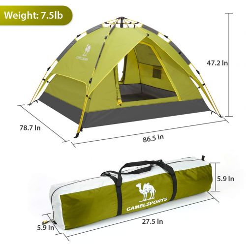  CAMEL CROWN Camping Tents 2-3 Person Backpack Collapsible Waterproof Automatic Pop Up Easy Quick Setup Sundome Shelter for Beach Hiking Travel