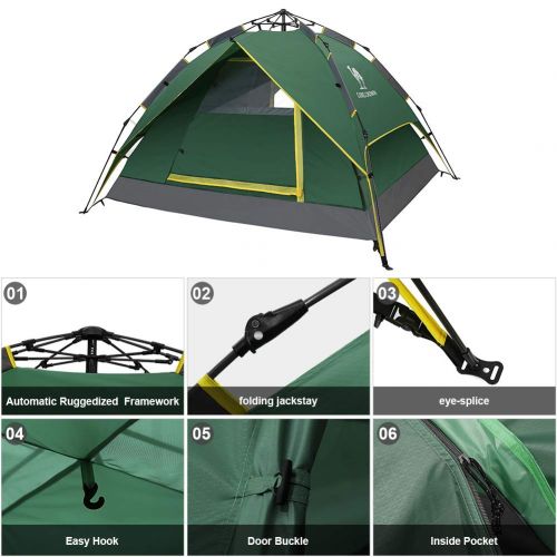  CAMEL CROWN Camping Tents 2-3 Person Backpack Collapsible Waterproof Automatic Pop Up Easy Quick Setup Sundome Shelter for Beach Hiking Travel