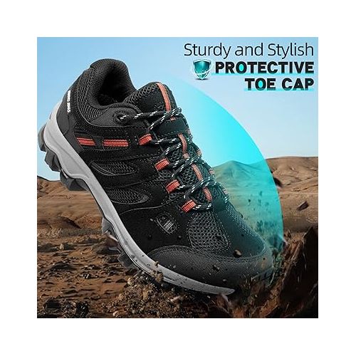  CAMELSPORTS Men’s Hiking Shoes Low Top Walking Hiking Shoes for Men Outdoor Ankle Support Breathable Trekking Trails Shoes Hiking Sneakers Mens