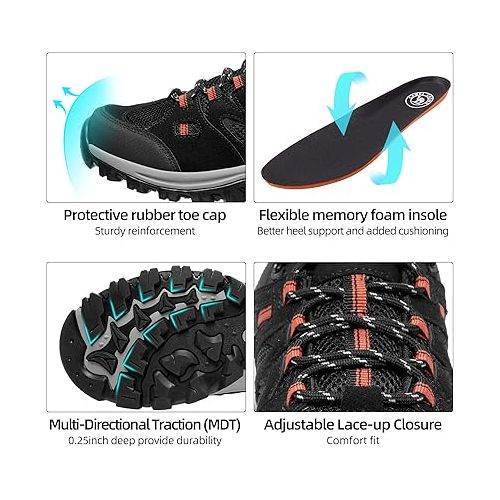  CAMELSPORTS Men’s Hiking Shoes Low Top Walking Hiking Shoes for Men Outdoor Ankle Support Breathable Trekking Trails Shoes Hiking Sneakers Mens