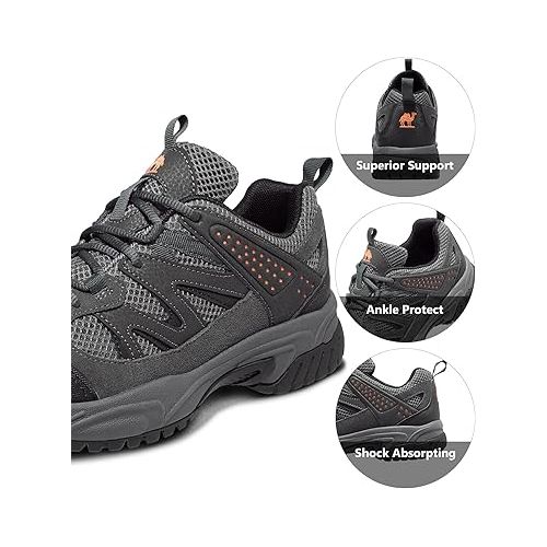 CAMELSPORTS Hiking Shoes Men Lightweight Non-Slip Breathable Sneakers Low Top Walking Shoes for Outdoor Trailing Trekking Walking Climbing