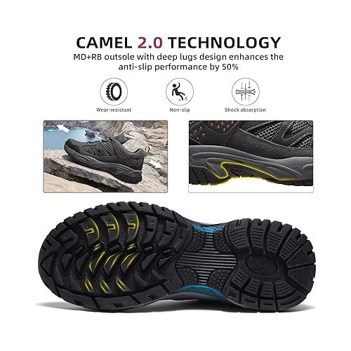  CAMELSPORTS Hiking Shoes Men Lightweight Non-Slip Breathable Sneakers Low Top Walking Shoes for Outdoor Trailing Trekking Walking Climbing