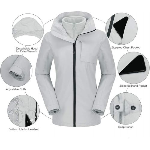  [아마존 핫딜]  [아마존핫딜]CAMELSPORTS Womens Waterproof Ski Jacket Windproof Softshell 3-in-1 Jacket Outdoor Warm Fleece Jacket Winter Raincoat