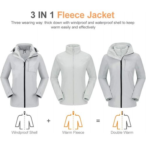  [아마존 핫딜]  [아마존핫딜]CAMELSPORTS Womens Waterproof Ski Jacket Windproof Softshell 3-in-1 Jacket Outdoor Warm Fleece Jacket Winter Raincoat