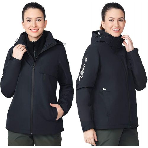  [아마존 핫딜] [아마존핫딜]CAMELSPORTS Womens Ski Jacket 3 in 1 Waterproof Winter Jacket Raincoat Windproof Hooded Snowboarding Jackets Coat with Warm Fleece Jacket