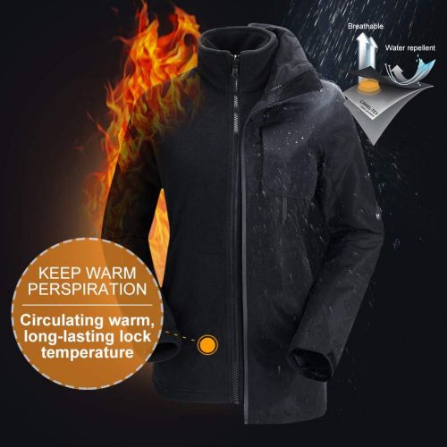  [아마존 핫딜] [아마존핫딜]CAMELSPORTS Womens Ski Jacket 3 in 1 Waterproof Winter Jacket Raincoat Windproof Hooded Snowboarding Jackets Coat with Warm Fleece Jacket