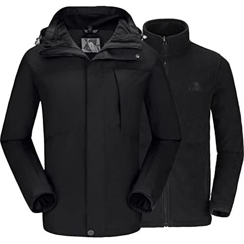  CAMELSPORTS Mens Mountain Ski Jacket 3 in 1 Waterproof Winter Jacket Warm Snow Jacket Hooded Rain Coat Windproof Winter Coat