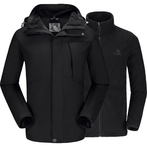  CAMELSPORTS Mens Mountain Ski Jacket 3 in 1 Waterproof Winter Jacket Warm Snow Jacket Hooded Rain Coat Windproof Winter Coat