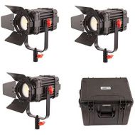 CAME-TV Came-TV Boltzen B-60 Fresnel 60W Fanless Focusable LED Bi-Color 3-Light Kit, Includes 3X Removable Barndoors, 3X Power Adapter, 3X D-Tap Cable & Hard Carrying Case