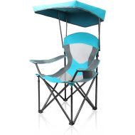 CAMPING WORLD Mesh Canopy Camping Chair Folding Adjustable Heavy Duty Recliner Support 350 LBS Light Blue