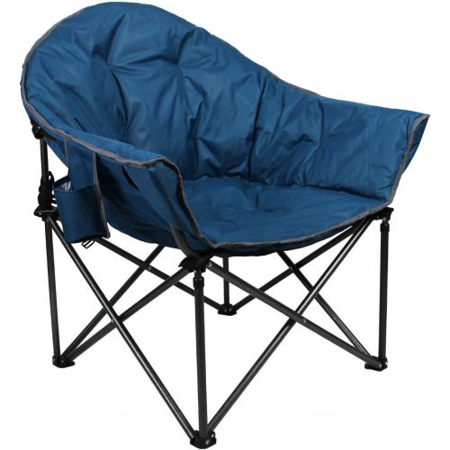  Camping World Reclining Folding Oversized Moon Saucer Chair with Cup Holder for Camping, Hiking - Saucer Support 350 LBS