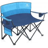 CAMPING WORLD Camping Double Seat, Loveseat Heavy Duty for Adults, Folding Camping Chair with Cup Holder, Support 450lbs, Ideal for Camping, Picnic BBQ, Beach, Travel, Festival