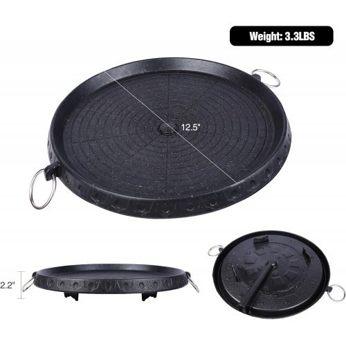  CAMPMAX Korean BBQ Grill Pan with Maifan Stone Coated Surface, Non-Stick Smokeless Stovetop BBQ Grill Plate for Indoor Outdoor 12.5