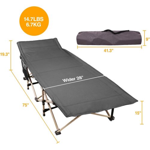  [아마존베스트]CAMPMAX Folding Camping Cots for Adults Most Comfortable, Double Layer Oxford Sturdy Folding Sleeping Cots for Outdoor Travel Home Use, Portable with Carry Bag, Blue and Grey