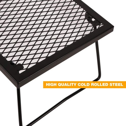  CAMPMAX Folding Campfire Grill Grate, Portable Heavy Duty Steel Over Fire Camp Grill for Outdoor Camping Cooking Fire Pit, Black