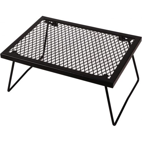  CAMPMAX Folding Campfire Grill Grate, Portable Heavy Duty Steel Over Fire Camp Grill for Outdoor Camping Cooking Fire Pit, Black