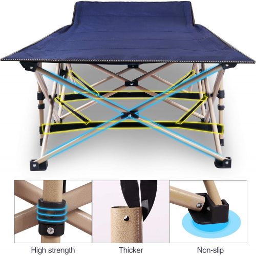  [아마존베스트]CAMPMOON Folding Camping Cots for Adults 500lbs, Heavy Duty Sturdy Portable Sleeping Cot for Camping Outdoor & Indoor, Travel Cot with Carry Bag, Blue Grey Green