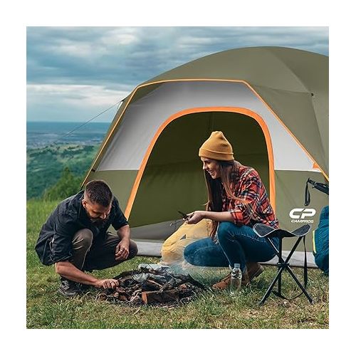  CAMPROS CP Tent 3/4/6/8 Person Camping Tents, Waterproof Windproof Family Dome Tent with Rainfly, Large Mesh Windows, Wider Door, Easy Setup, Portable with Carry Bag