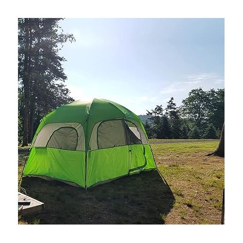  CAMPROS CP Tent-6-Person-Camping-Tents, Waterproof Windproof Family Tent with Top Rainfly, 4 Large Mesh Windows, Double Layer, Easy Set Up, Portable with Carry Bag