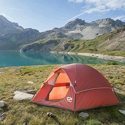  CAMPROS CP CAMPROS 3 Person Tent - Dome Tents for Camping, Waterproof Windproof Backpacking Tent, Easy Set up Small Lightweight Tents, Hiking Beach Outdoor with 3 Mesh Windows