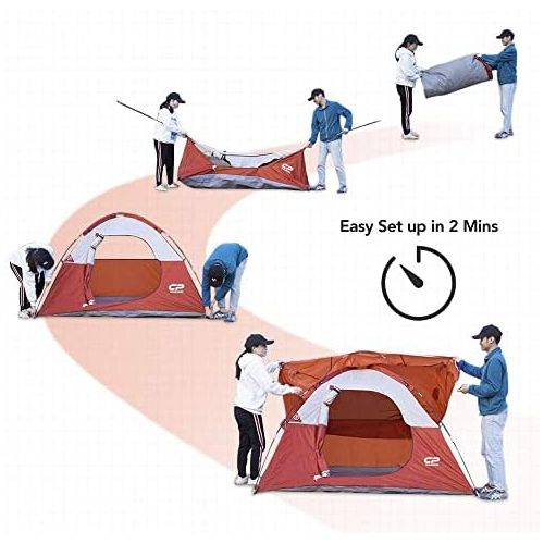  CAMPROS CP CAMPROS 3 Person Tent - Dome Tents for Camping, Waterproof Windproof Backpacking Tent, Easy Set up Small Lightweight Tents, Hiking Beach Outdoor with 3 Mesh Windows