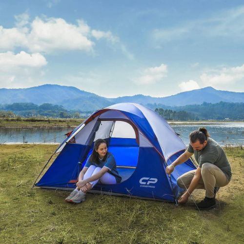  CAMPROS CP CAMPROS 3 Person Tent - Dome Tents for Camping, Waterproof Windproof Backpacking Tent, Easy Set up Small Lightweight Tents, Hiking Beach Outdoor with 3 Mesh Windows