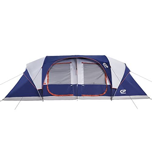  CAMPROS CP CAMPROS Tent-12-Person-Camping-Tents, Waterproof Windproof Family Tent with Top Rainfly, 6 Large Mesh Windows, Double Layer, Easy Set Up, Portable with Carry Bag, for All Seasons