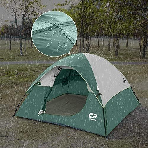  CAMPROS CP CAMPROS 3 Person Tent - Dome Tents for Camping, Waterproof Windproof Backpacking Tent, Easy Set up Small Lightweight Tents, Hiking Beach Outdoor with 3 Mesh Windows