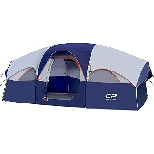  CAMPROS CP CAMPROS Tent-8-Person-Camping-Tents, Waterproof Windproof Family Tent, 5 Large Mesh Windows, Double Layer, Divided Curtain for Separated Room, Portable with Carry Bag
