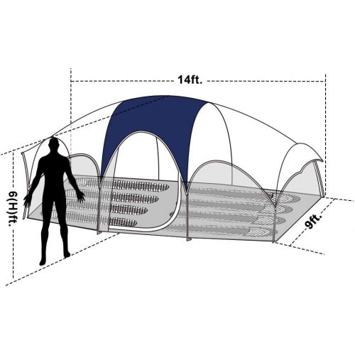  CAMPROS CP CAMPROS Tent-8-Person-Camping-Tents, Waterproof Windproof Family Tent, 5 Large Mesh Windows, Double Layer, Divided Curtain for Separated Room, Portable with Carry Bag