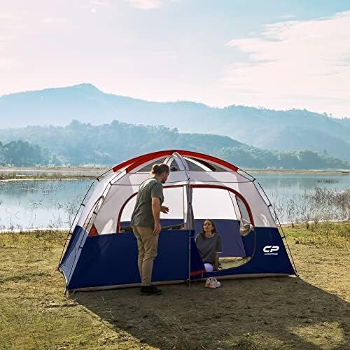  CAMPROS CP CAMPROS Tent-6-Person-Camping-Tents, Waterproof Windproof Family Tent with Top Rainfly, 4 Large Mesh Windows, Double Layer, Easy Set Up, Portable with Carry Bag