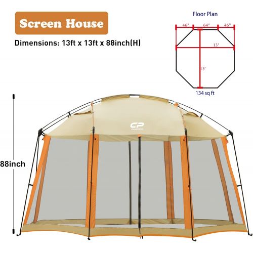  CAMPROS CP CAMPROS Screen House Room 13 x 13 Ft Screened Mesh Net Wall Canopy Tent Camping Tent Screen Shelter Gazebos for Patios Outdoor Camping Activities