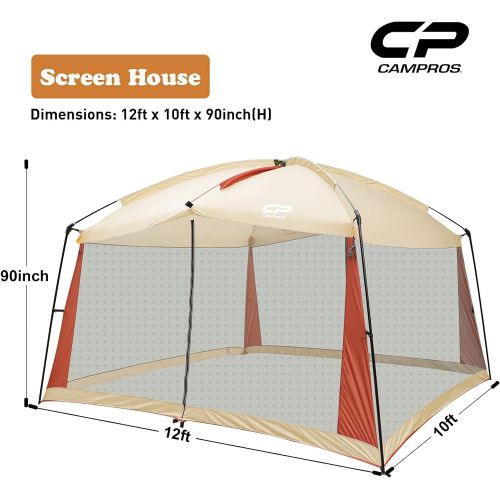  CAMPROS CP CAMPROS Screen House 12 x 10 Ft Screened Mesh Net Wall Canopy Tent Screen Shelter Gazebos for Patios Outdoor Camping Activities - Beige