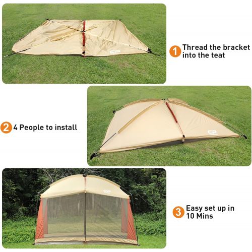  CAMPROS CP CAMPROS Screen House 12 x 10 Ft Screened Mesh Net Wall Canopy Tent Screen Shelter Gazebos for Patios Outdoor Camping Activities - Beige