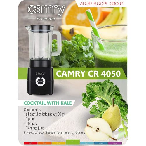  Camry CR 4050 blender, Glas, 1.5 liters, Schwarz