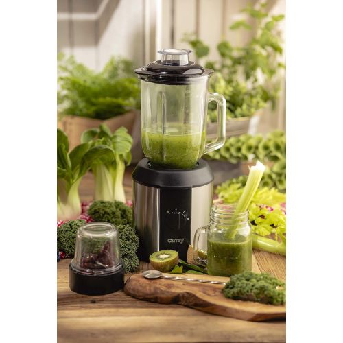  CAMRY Standmixer 1.500 Watt Glas Edelstahl | Smoothie Maker | Mixer | Universal Power Mixer | 1,3 Liter | 4-Fach Stahlmesser | Zerkleinerer | Eiweiss Shaker | Ice Crusher | Eis Crusher |