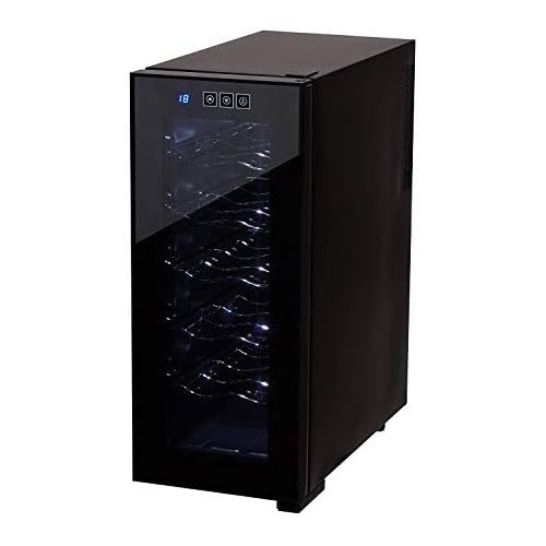  CAMRY Weinkuehlschrank 33 Liter 12 Flasche Weinkuehler Weinklimakuehlschrank Mini Kuehlschrank Minibar mit Glastuer LED Beleuchtung