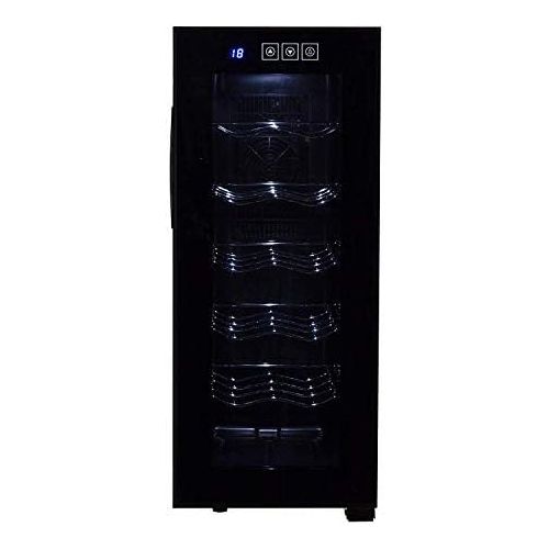  CAMRY Weinkuehlschrank 33 Liter 12 Flasche Weinkuehler Weinklimakuehlschrank Mini Kuehlschrank Minibar mit Glastuer LED Beleuchtung