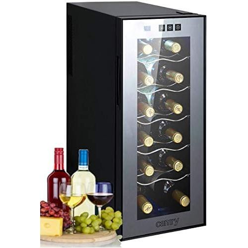  CAMRY Weinkuehlschrank 33 Liter 12 Flasche Weinkuehler Weinklimakuehlschrank Mini Kuehlschrank Minibar mit Glastuer LED Beleuchtung