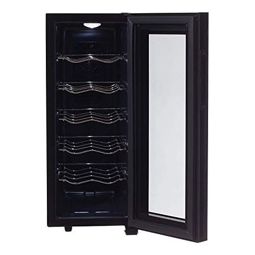  CAMRY Weinkuehlschrank 33 Liter 12 Flasche Weinkuehler Weinklimakuehlschrank Mini Kuehlschrank Minibar mit Glastuer LED Beleuchtung