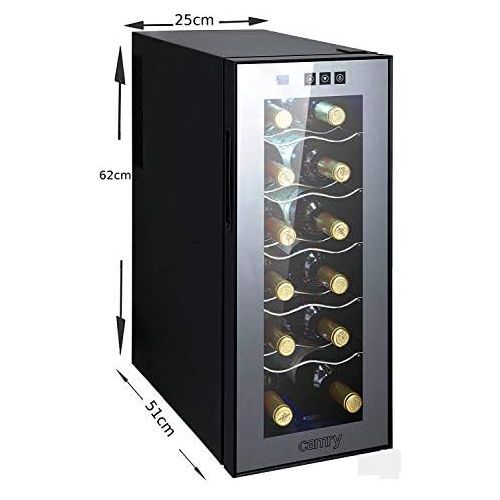  CAMRY Weinkuehlschrank 33 Liter 12 Flasche Weinkuehler Weinklimakuehlschrank Mini Kuehlschrank Minibar mit Glastuer LED Beleuchtung