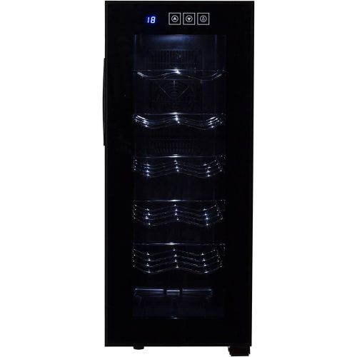  CAMRY Weinkuehlschrank 33 Liter 12 Flasche Weinkuehler Weinklimakuehlschrank Mini Kuehlschrank Minibar mit Glastuer LED Beleuchtung