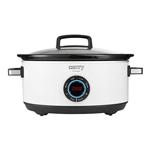  [아마존베스트]Camry CR6410 6.5L Slow Cooker Digital Timer and 3 Temperature Settings Slow Cooking, Glass Lid and Ceramic Pot - White