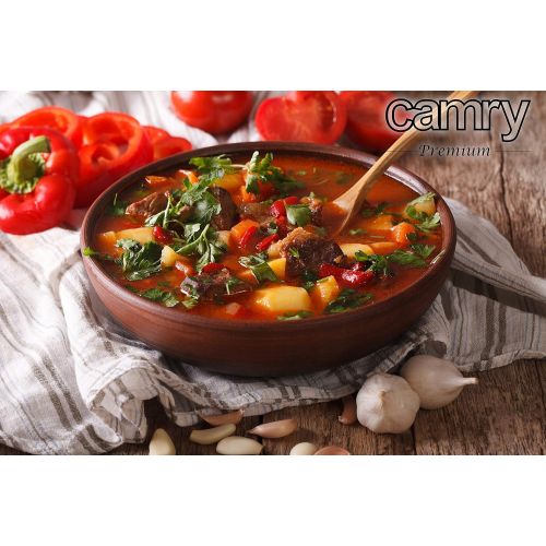  [아마존베스트]Camry CR6410 6.5L Slow Cooker Digital Timer and 3 Temperature Settings Slow Cooking, Glass Lid and Ceramic Pot - White