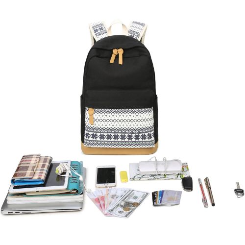  CAMTOP School Backpacks for Teen Girls Lightweight Canvas Backpack Bookbags Set