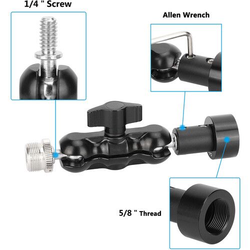  CAMVATE Mini Ball Arm Mount Microphone Clamp Adapter