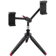 CAMVATE Foldable Mini Tripod with Articulating Arm & 2 Phone Mounts