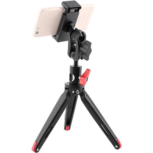  CAMVATE Foldable Mini Tripod with Smartphone Mount & Double Ball Head Peapod Holder