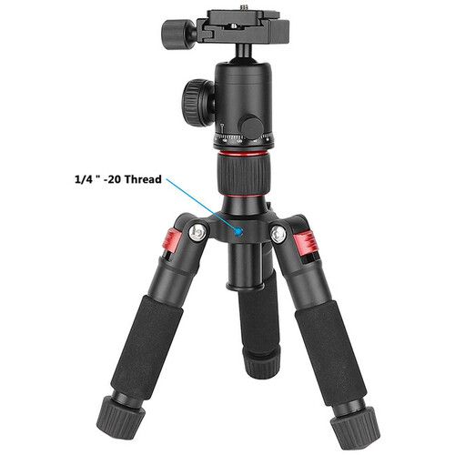  CAMVATE Mini Tabletop Aluminum Tripod with Arca-Type Ball Head (Black with Red Accents)